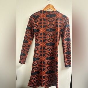 Zara Black and Orange Patterned Dress